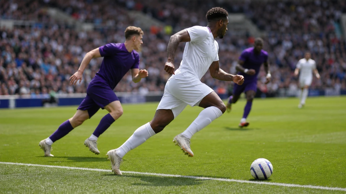 Spillsituasjon fra en fotballkamp i Premier League.